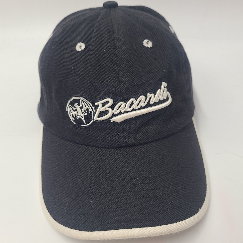 Bacardi Hat Adjustable (Fits Small) Black White Logo Rum Liquor Promo Casual Men